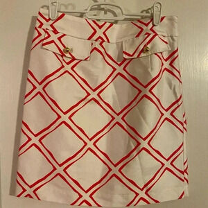 Elizabeth McKay white and color patterned skirt